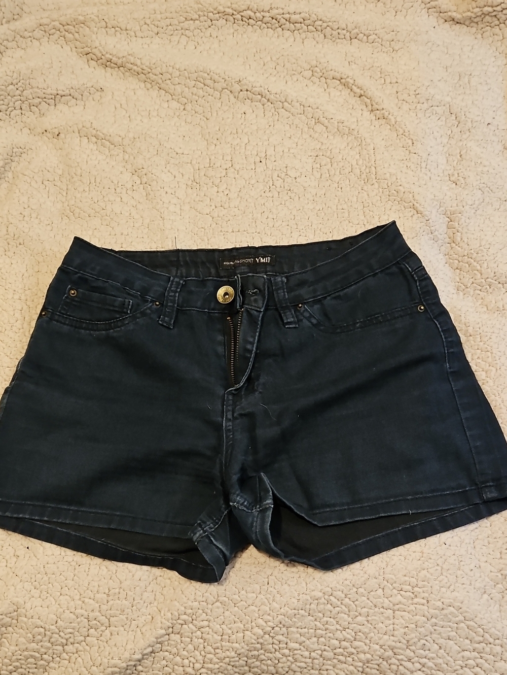 YMI Dark Navy Denim Jean Shorts With Lycra - Size 5